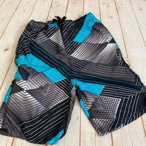 Kanu Surf Boys UPF 50 Quick Dry Beach Swim Trunks in Gray/Turquoise/Black